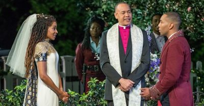 an officiant conducting a wedding ceremony