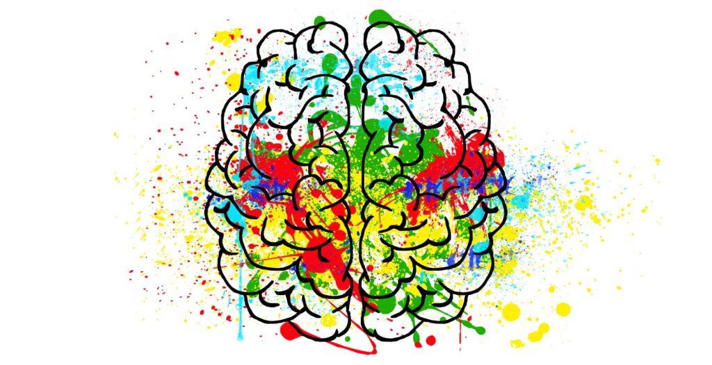 a cartoon brain drawing