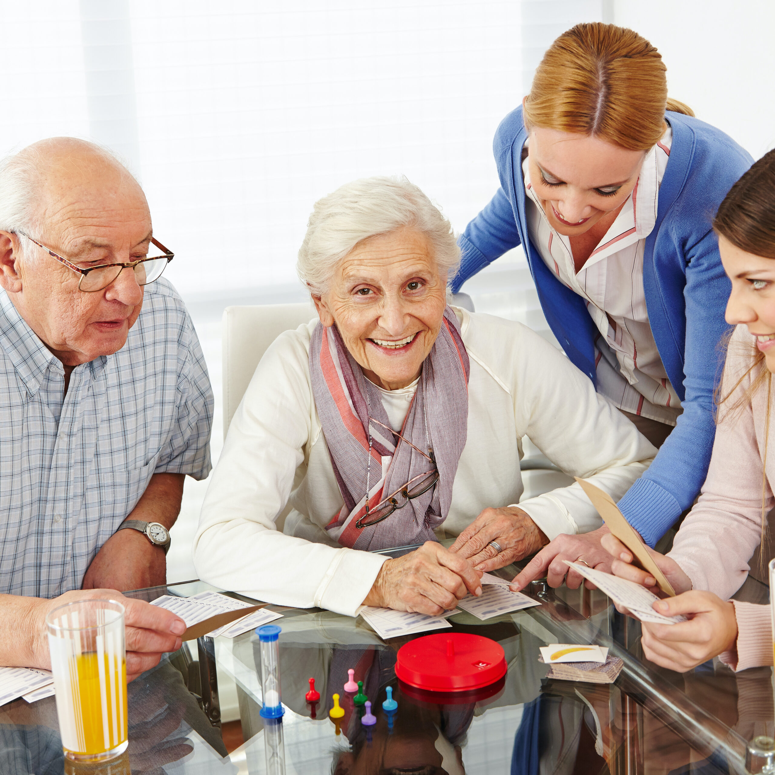 a group of people at a table