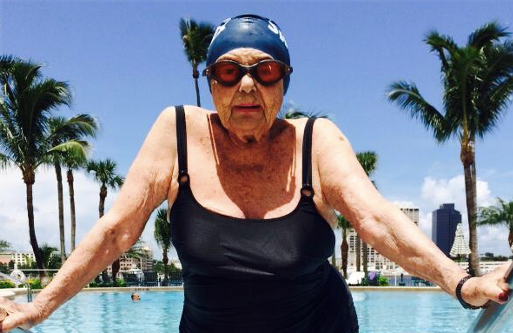 a woman at the swimming pool